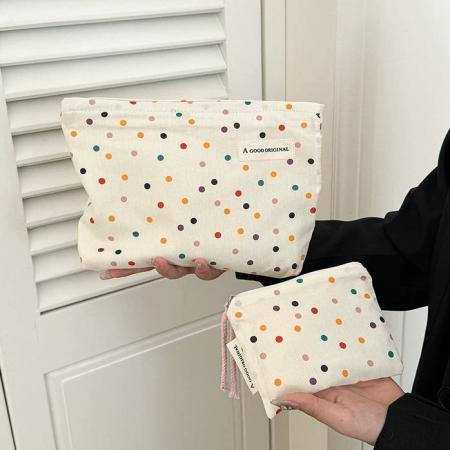 Sac à main élégant en toile à pois pour femme, série simple, 1 pièce 2