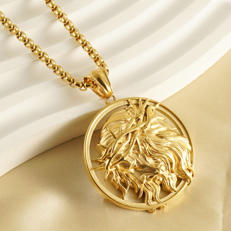 1 paire de pendentifs thorn god en acier inoxydable  en relief 3d, collier rétro tendance en acier titane transfrontalier pour hommes et femmes, collier unisexe pour hommes