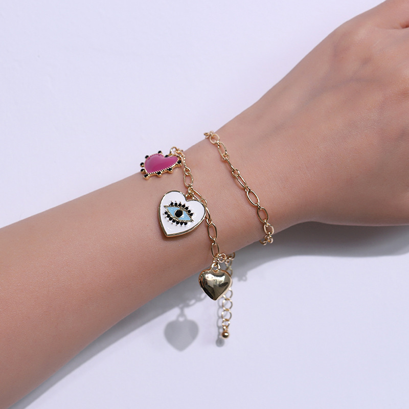 Bracelet À Breloques Rétro En Alliage Pour Femme, Série Luxueuse, Motif Cœur Image5
