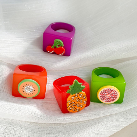 Bague simple pour femme en résine, série romantique, motif plantes de vacances, 1 pièce