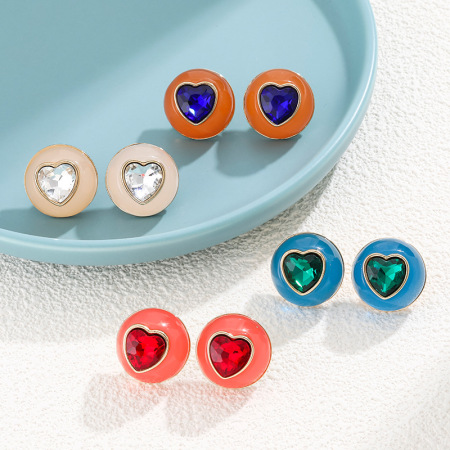 1 paire de boucles d'oreilles à tige en alliage pour femme, série romantique, motif cœur doux