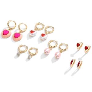 1 Paire De Boucles D'Oreilles Pendantes En Alliage Pour Femme, Série Romantique, Motif Cœur h5 Image6
