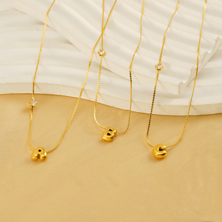 collier pendentif unisexe en acier inoxydable plaqué or , série simple, lettre quotidienne