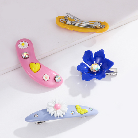 Pinces à cheveux en résine pour femme, série romantique, motif fleurs de vacances, 1 pièce