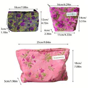 Sac À Main En Polyester Pour Femme, Série Luxueuse, Motif Floral Rétro, 1 Pièce h5 Image9