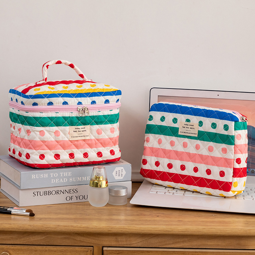 1 Paire De Sacs À Main En Polyester À Pois Mignons Pour Femmes, Série Simple Image3