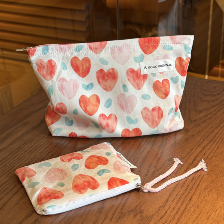Sac à main en polyester pour femme, série romantique, motif cœur mignon, 1 pièce