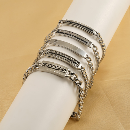 1 paire de bracelets pour hommes en acier titane transfrontalier à chaîne cubaine, design de niche haut de gamme tendance, bijoux en chaîne NK, bracelet unisexe pour femmes et hommes