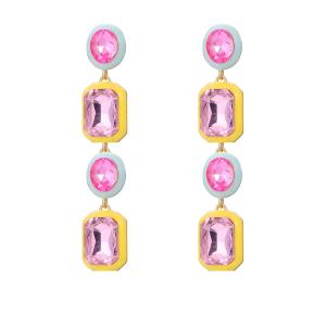 Boucles D'Oreilles Pendantes Pour Femme, Collection Luxueuse, Forme Géométrique Irrégulière, Couleur Or, En Alliage Doré, 1 Paire. h5 Image7