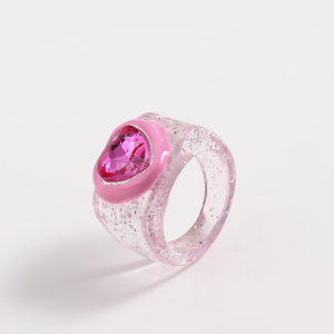 Bague Simple En Résine Pour Femme, Série Romantique, Motif Cœur Mignon h5 Image7