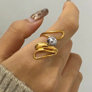Bague Simple Pour Femme, Collection Moderne, Élégante Et Irrégulière, En Acier Inoxydable, Couleur Or, Étanche. h5 Image6