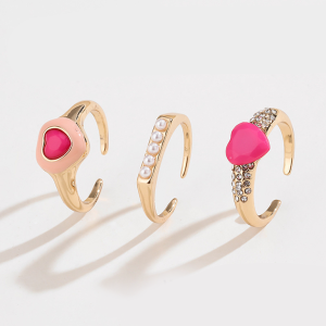 Ensemble De Bagues Pour Femme En Alliage, Série Romantique, Motif Cœur Mignon, 1 Pièce h5 Image8