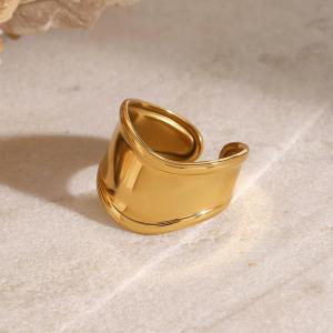 Bague Simple Pour Femme, En Acier Inoxydable, Couleur Or, Forme Annulaire Irrégulière, 1 Pièce, Collection Simple. h5 Image3