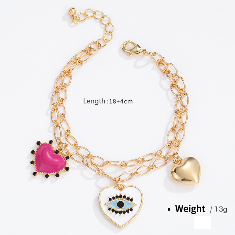 Bracelet À Breloques Rétro En Alliage Pour Femme, Série Luxueuse, Motif Cœur Image6