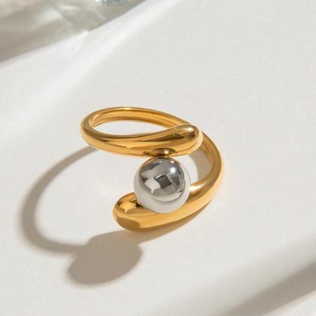 Bague simple pour femme, collection minimaliste classique à lignes irrégulières, en acier inoxydable étanche, coloris or et argent.