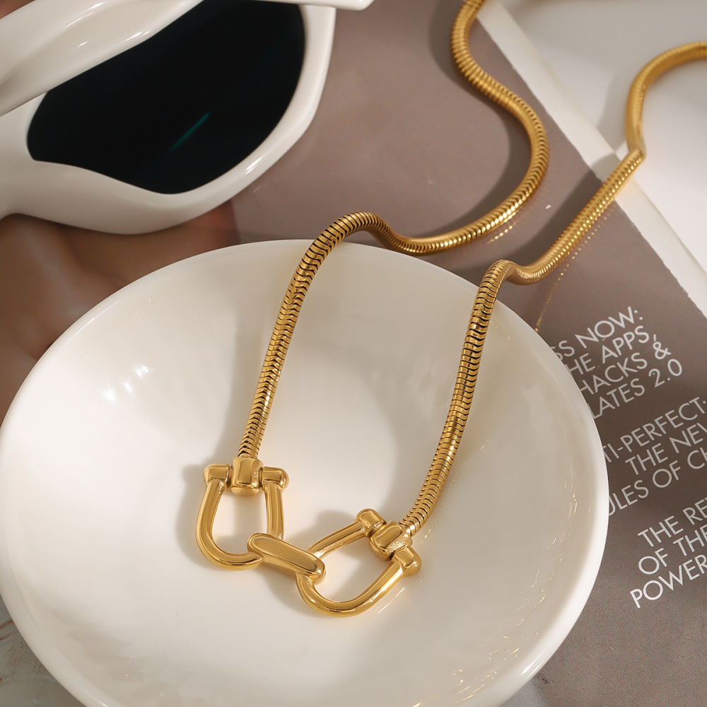 Collier Pendentif Pour Femme En Acier Inoxydable Couleur Or, Série Simple, , 1 Pièce Image6