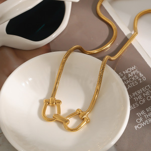 Collier Pendentif Pour Femme En Acier Inoxydable Couleur Or, Série Simple, , 1 Pièce h5 Image6