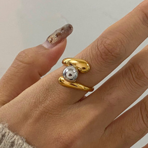 Bague Simple Pour Femme, Collection Minimaliste Classique À Lignes Irrégulières, En Acier Inoxydable Étanche, Coloris Or Et Argent. h5 Image7