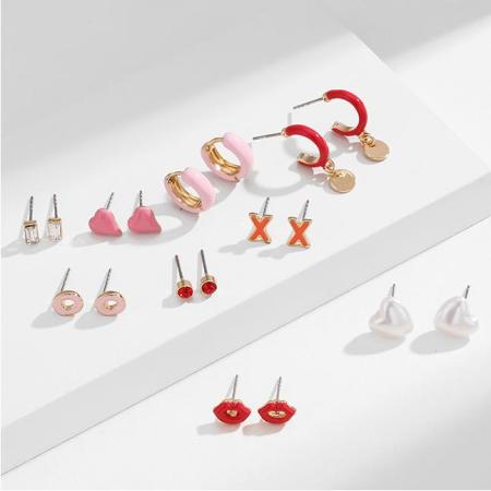 1 paire de boucles d'oreilles en alliage pour femme, série romantique, motif cœur mignon
