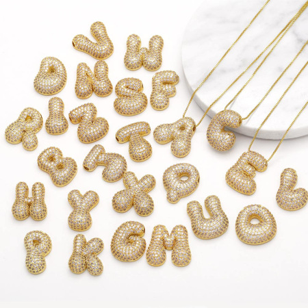 Collier avec pendentif en forme de lettre simple, plaqué or et cuivre, pour femme, 1 pièce