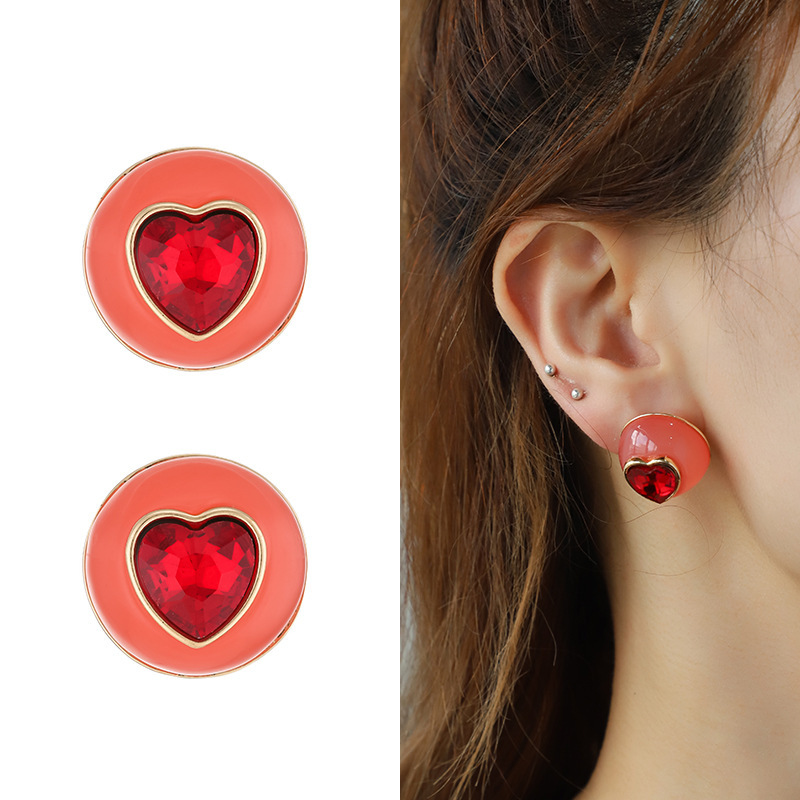 1 Paire De Boucles D'Oreilles À Tige En Alliage Pour Femme, Série Romantique, Motif Cœur Doux Image6