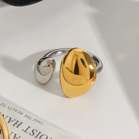 Bagues simples pour femme, style minimaliste, en acier inoxydable, étanches, couleur or et argent, forme annulaire pendante.