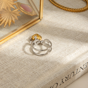 Bague Simple Pour Femme, Pendentif Cœur De La Collection Romantique, En Acier Inoxydable Étanche, Coloris Or Et Argent. h5 Image6