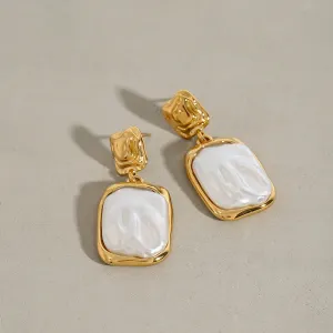 1 Paire De Boucles D'Oreilles Pendantes Élégantes Pour Femme, Style Rétro Français, En Acier Inoxydable Doré, Étanches. Collection Luxueuse. h5 Image7