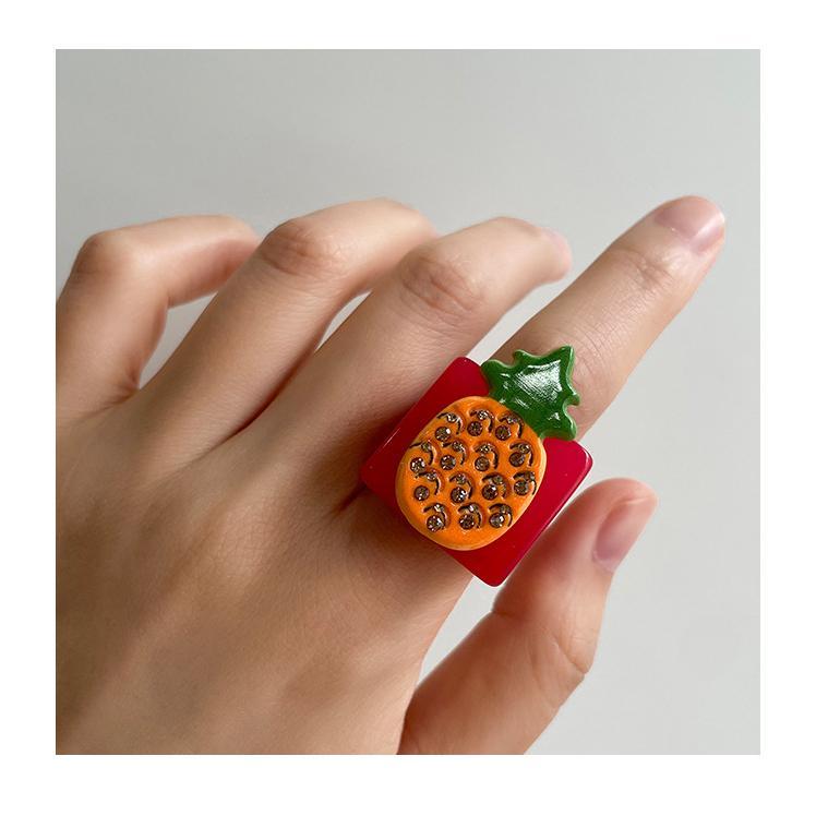 Bague Simple Pour Femme En Résine, Série Romantique, Motif Plantes De Vacances, 1 Pièce Image9