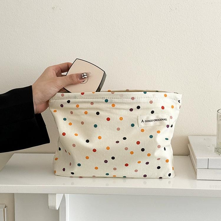 Sac À Main Élégant En Toile À Pois Pour Femme, Série Simple, 1 Pièce Image4