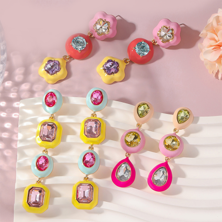 Boucles d'oreilles pendantes pour femme, collection luxueuse, forme géométrique irrégulière, couleur or, en alliage doré, 1 paire.