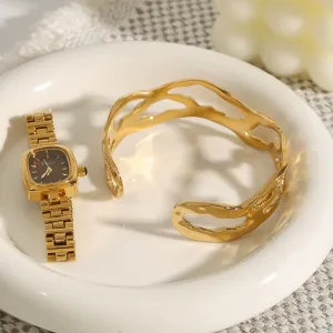 Bracelet Pour Femme, Série Classique, , Irrégulier, En Acier Inoxydable Plaqué Or h5 Image4