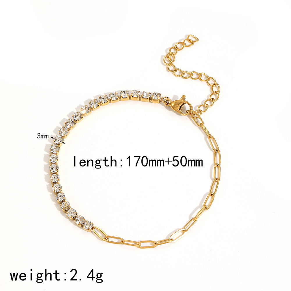 Bracelet À Maillons Pour Femme, Collection Shining Series, Orné D'Un Zircon Doré Et D'Un Cercle Exquis. Image10
