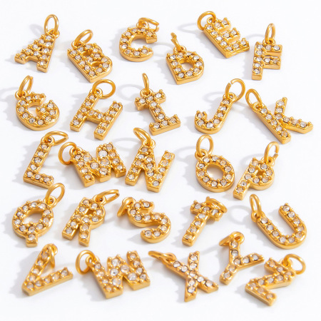 Pendentif femme luxueux, collection Daily Letter, en acier inoxydable étanche couleur or (1 pièce).
