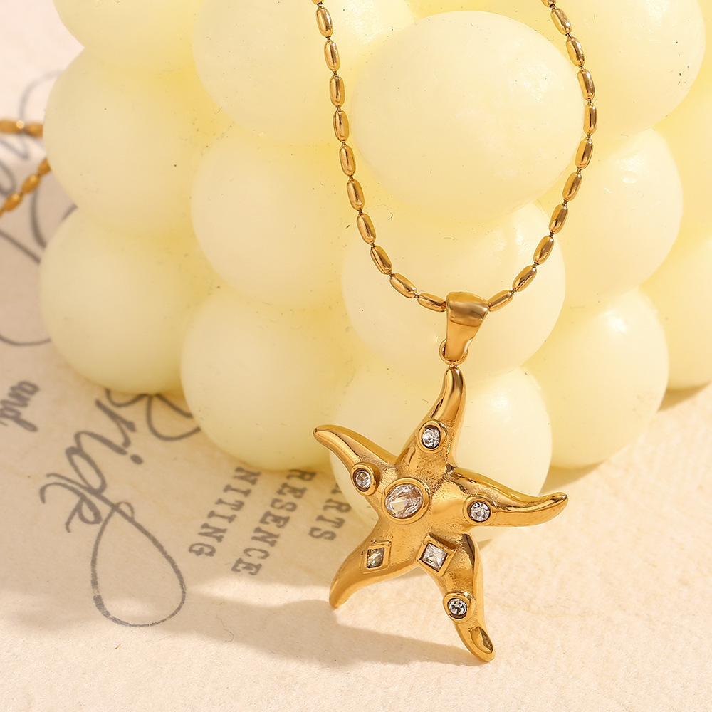Collier Pendentif Femme Ol Turtle En Acier Inoxydable Étanche Couleur Or, Collection Luxe 1 Pièce Image7