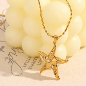 Collier Pendentif Femme Ol Turtle En Acier Inoxydable Étanche Couleur Or, Collection Luxe 1 Pièce h5 Image7