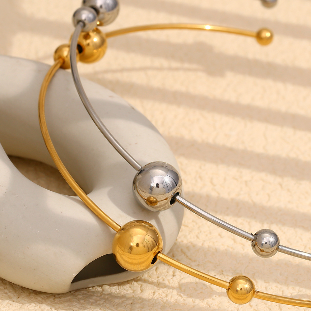 Collier Ras-De-Cou Femme Simple Series, Style Géométrique Décontracté, En Acier Inoxydable Imperméable, Couleur Or (1 Pièce) Image6
