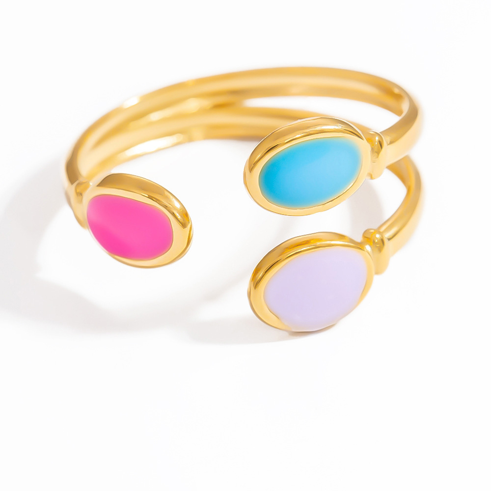 Bague Ajustable Pour Femme, Collection Charming Series, Forme Marguerite Chromatique, Acier Inoxydable Plaqué Or, Étanche, Finition Huilée. Image9