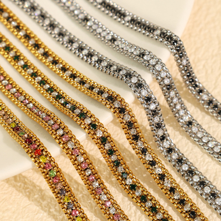 Bracelet à perles multicolores rétro pour femme, multicouche, en acier inoxydable étanche, couleur or (1 pièce). 2