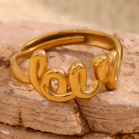 Bague ajustable pour femme, collection romantique classique, en acier inoxydable, couleur or, étanche. 2