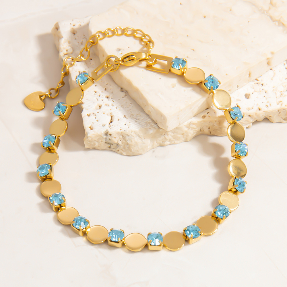 Bracelet Chaîne Élégant En Acier Titane Couleur Or Pour Femme, Série Luxueuse, 1 Pièce h5Image10