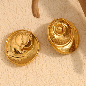 Boucles D'Oreilles Puces Pour Femme, Style Rétro Géométrique Classique, En Acier Inoxydable Étanche, Couleur Or (1 Paire). h5 Image7