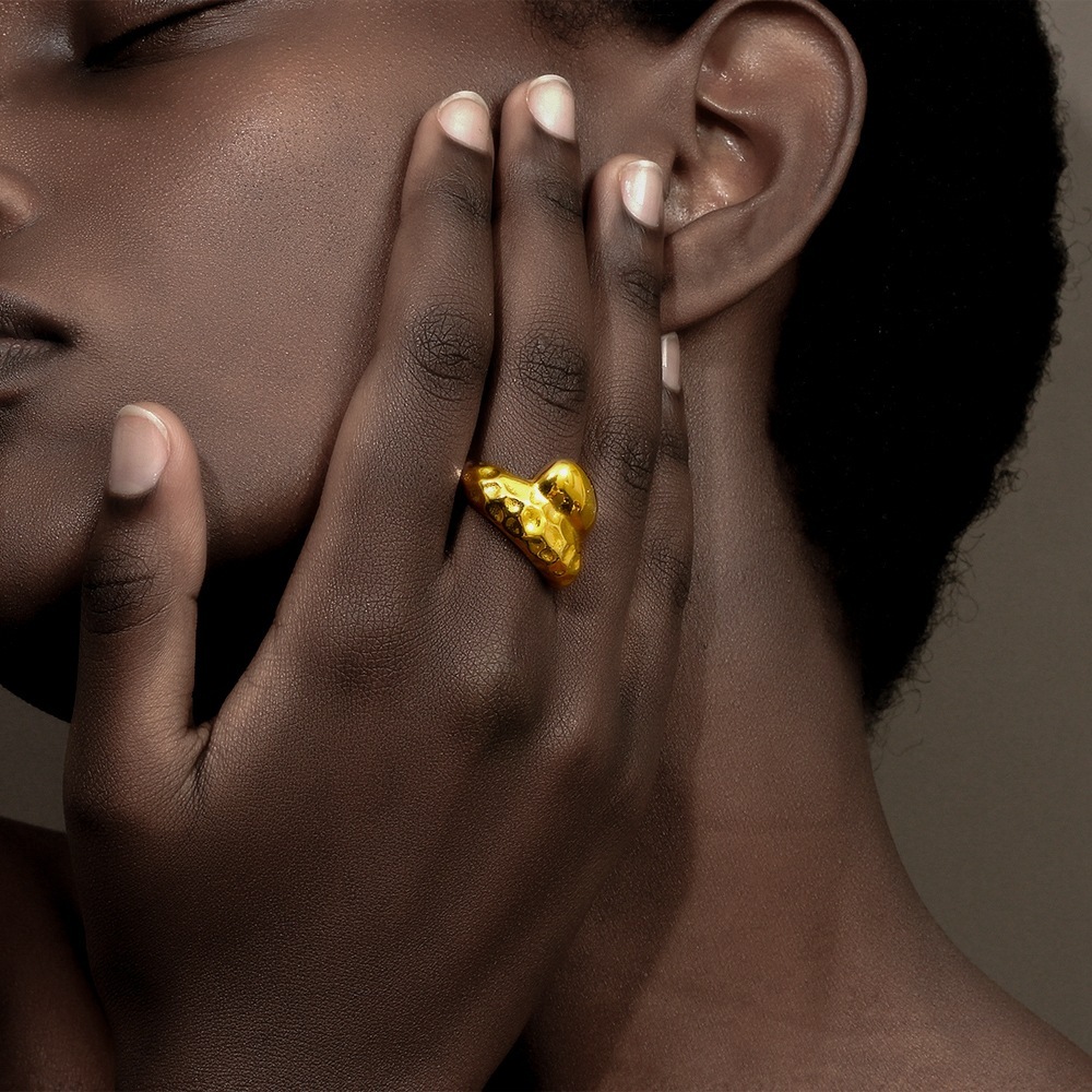 Bague Simple Pour Femme Daily Twist En Acier Inoxydable, Étanche, Couleur Or (1 Pièce). h5Image7