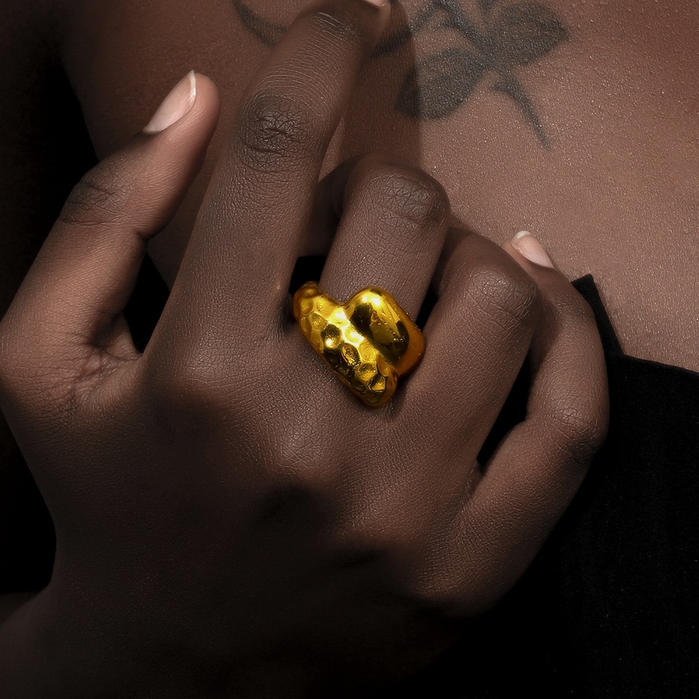 Bague Simple Pour Femme Daily Twist En Acier Inoxydable, Étanche, Couleur Or (1 Pièce). h5Image8