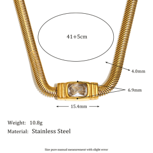 Bracelet Chaîne Femme En Acier Inoxydable Doré, Style Rétro Géométrique, Étanche, 1 Pièce, Collection Luxe. h5 Image9