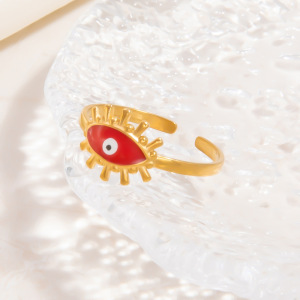 Bague Ajustable Pour Femme, Collection Charming Series, Forme Irrégulière Chromatique, Acier Inoxydable Huilé, Couleur Or, Étanche. h5 Image7