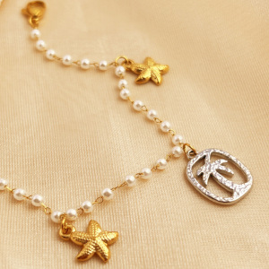 Bracelet À Perles Pour Femme, Collection Shinning Series Vacational Coconut Palm, En Acier Inoxydable Étanche, Couleur Or (1 Pièce). h5 Image5
