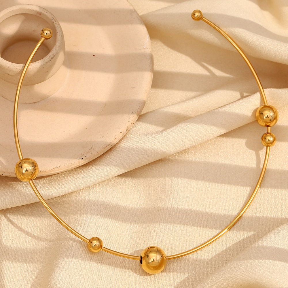Collier Ras-De-Cou Femme Simple Series, Style Géométrique Décontracté, En Acier Inoxydable Imperméable, Couleur Or (1 Pièce) Image5