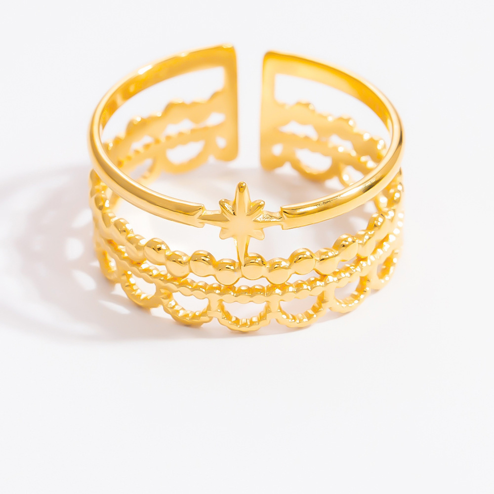 Bague Ajustable Pour Femme, Collection Classique Minimaliste, En Acier Inoxydable, Couleur Or, Étanche. Image12