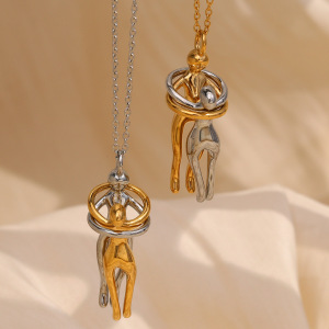 Collier Pendentif Femme Style Classique, En Acier Inoxydable, Couleur Or, Étanche, Collection Romantique (1 Pièce) h5 Image5
